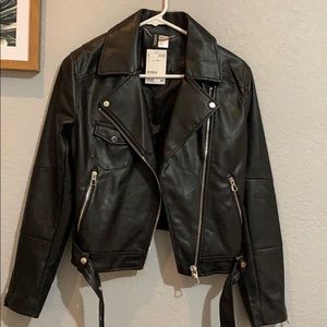 H&M NWT black leather jacket